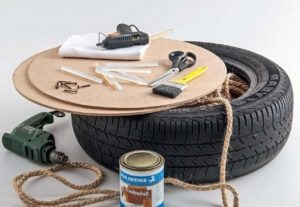 tools for creating ottomans from tires