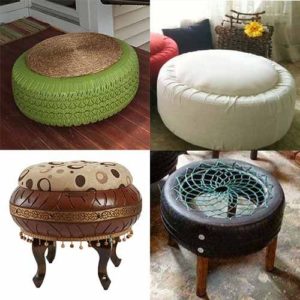 Instructions for making a beautiful ottoman from tires