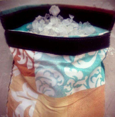 sewn pillow with salt