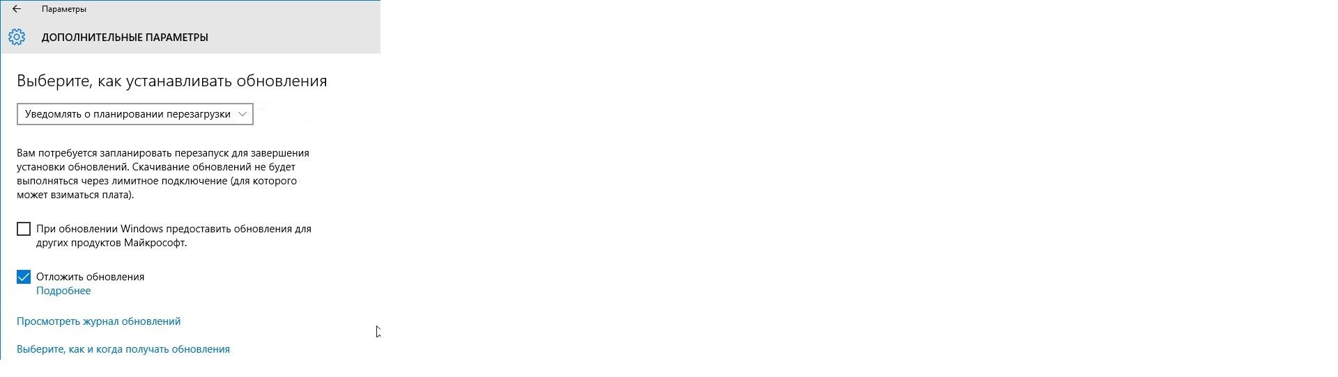 Next to the item Defer updates, check the box