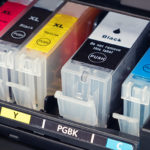 Ink in an inkjet printer.