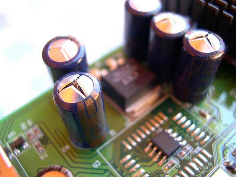 Swollen capacitor.
