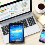 Tablet, laptop and phone.