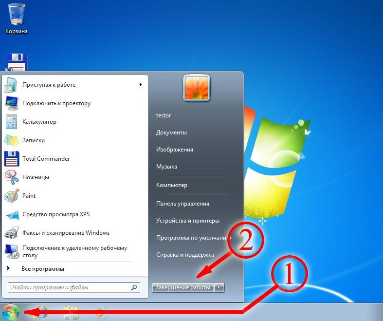 The standard way to turn off a laptop.
