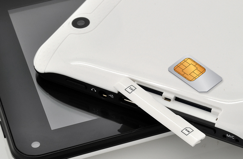 Tablet with SIM card slot.