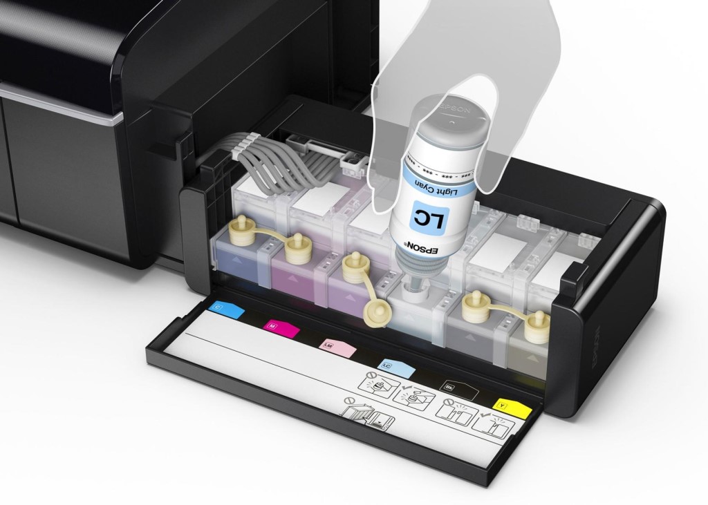 Refilling the printer with CISS.