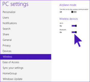 turning on bluetooth