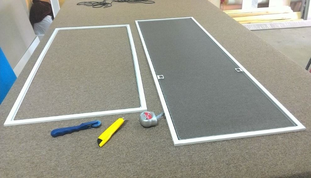 Frame mosquito net made of cable channel.