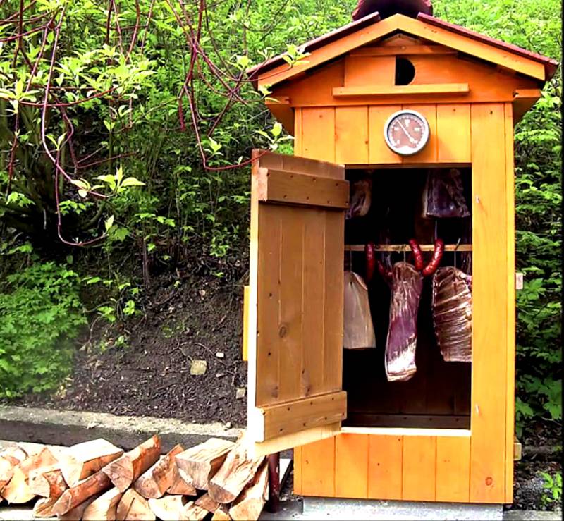 Products in the smokehouse.