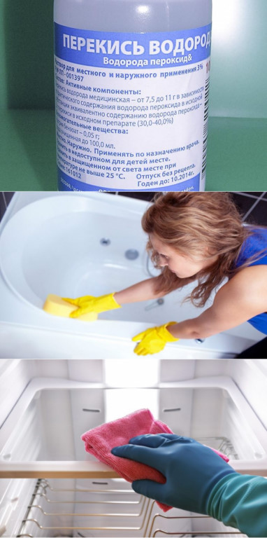 Cleaning with hydrogen peroxide.