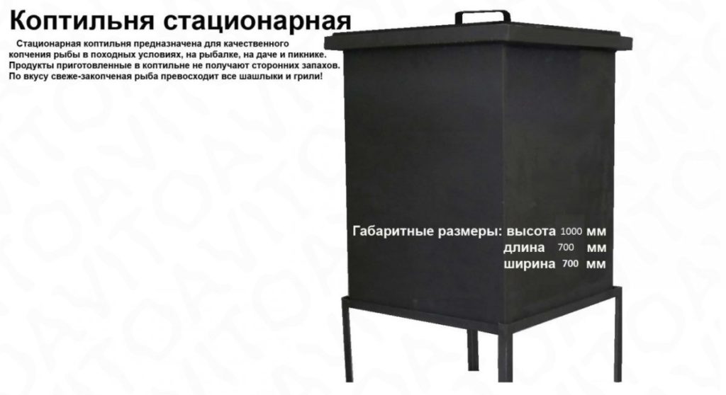 Stationary smokehouse for fish.