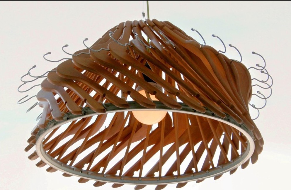 Lamp made from hangers.