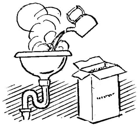 Clean the sink with salt and hot water.