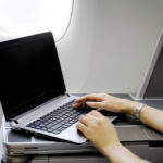 Laptop in the cabin of the plane.