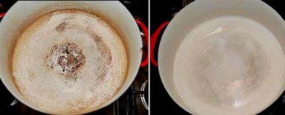 The pan before and after cleaning.