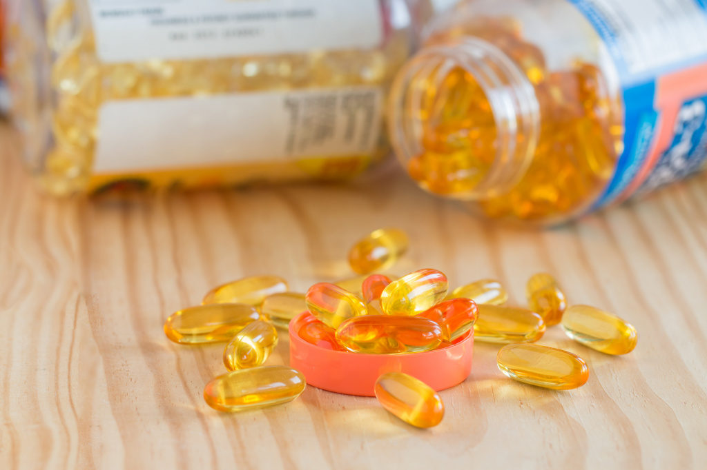 Fish oil capsules.