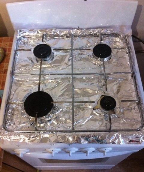 Plate covered with foil.