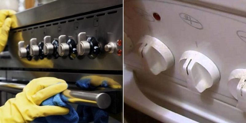 How to clean stove handles from grease without erasing the inscriptions