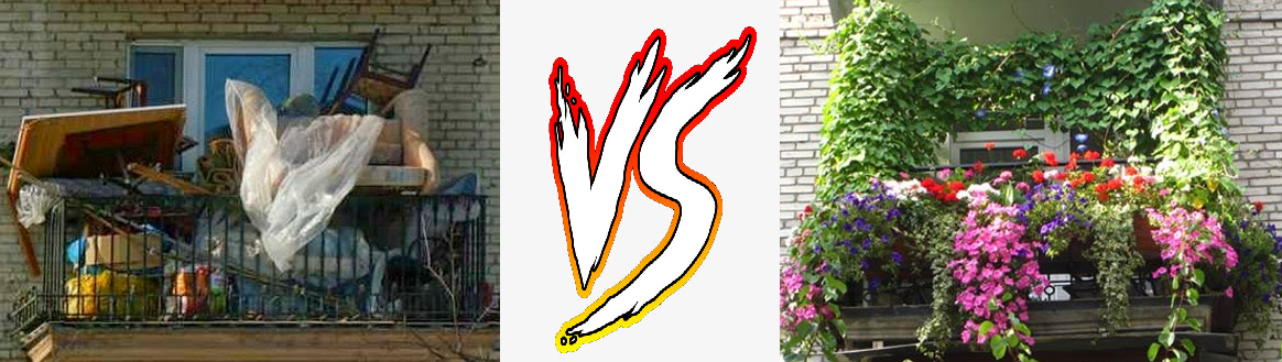 The trash on the balcony is not pleasing to the eye at all