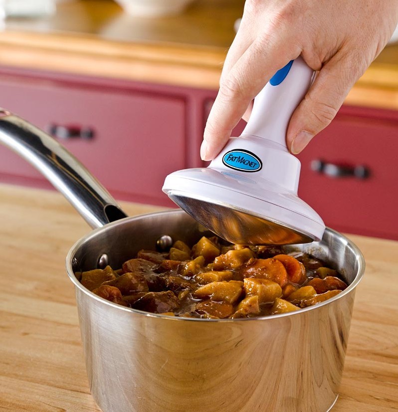 Magnet for catching fat.