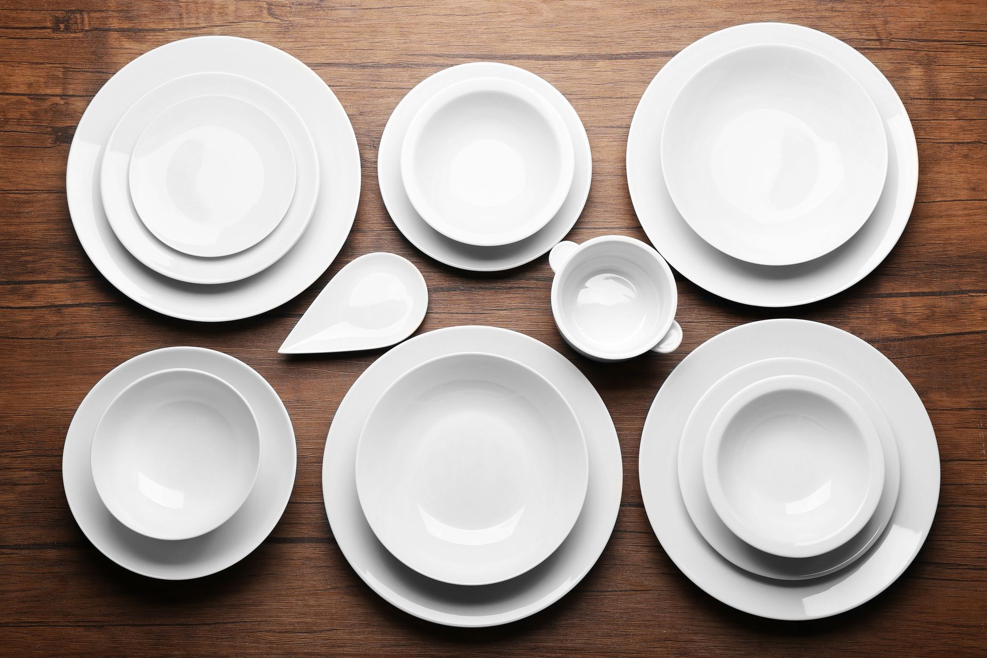 white dishes