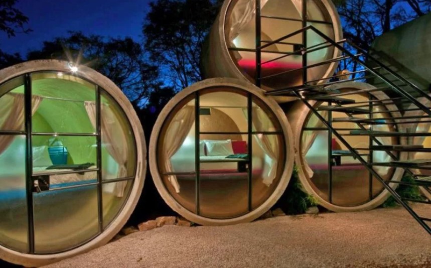 eco house made of pipes