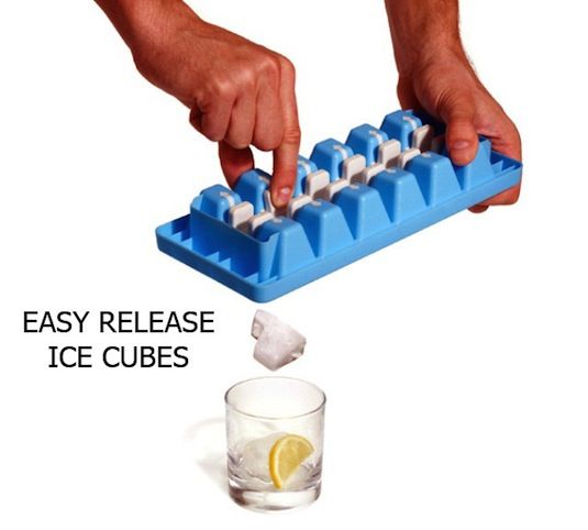 Ice tray with buttons.