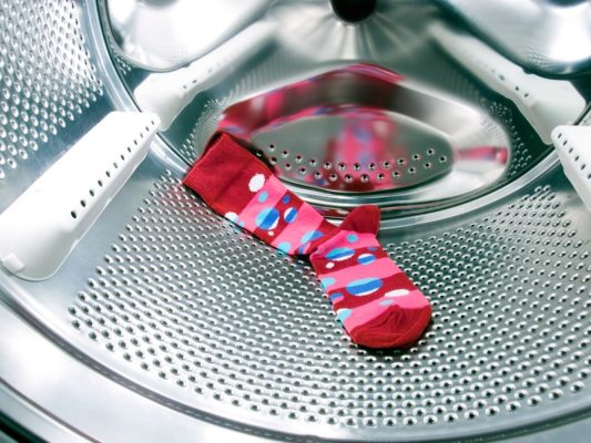 Where do socks go in the washing machine?