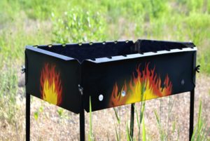 Barbecue covered with paint.