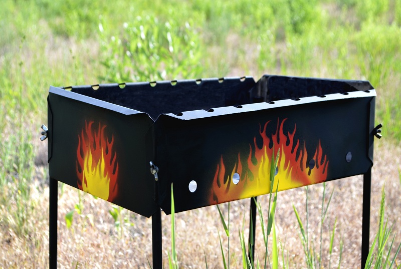 Barbecue covered with paint.