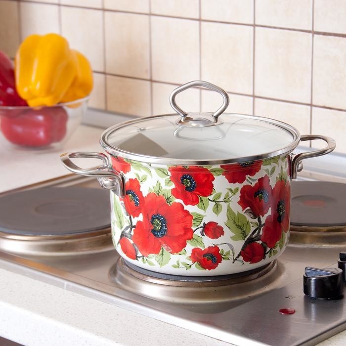 Enamel pan on the stove.