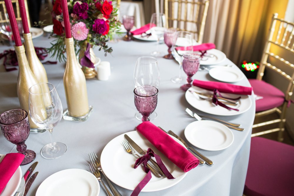 White dishes for serving.