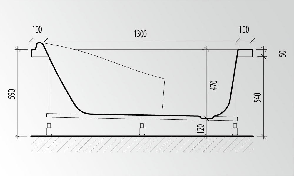 The height of the bathtub from the floor is standard.