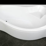 Unusual shape of acrylic bathtub.