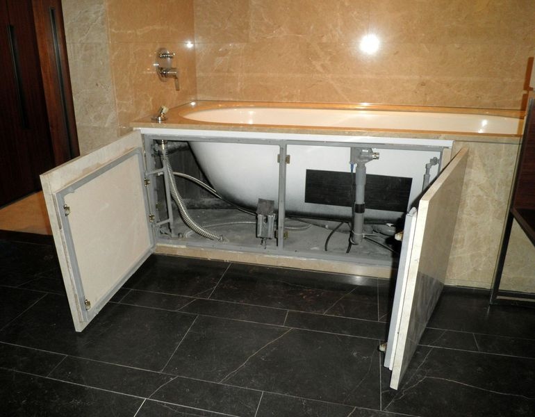 Swing hatch for bathtub.