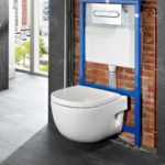 Option for the location of a wall-hung toilet.