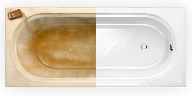 bath before and after cleaning