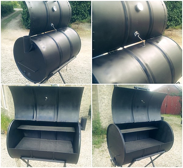 Barbecue from a barrel on all sides.