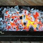 Coals in the grill.