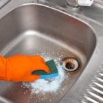 cleaning the sink