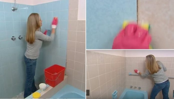 The girl completely transformed an old bathroom for pennies
