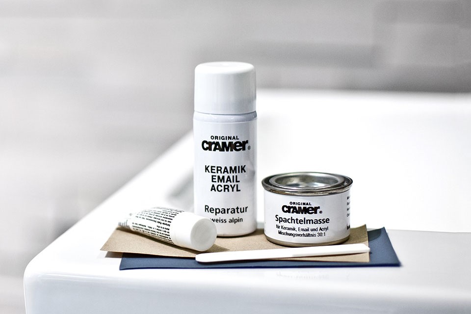 Repair kit for acrylic bathtubs.