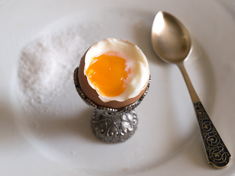 soft-boiled egg eaten with a spoon