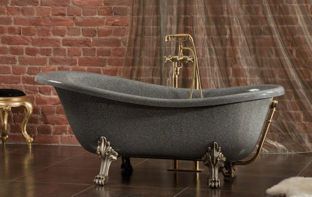 Bathtub made of cast marble.