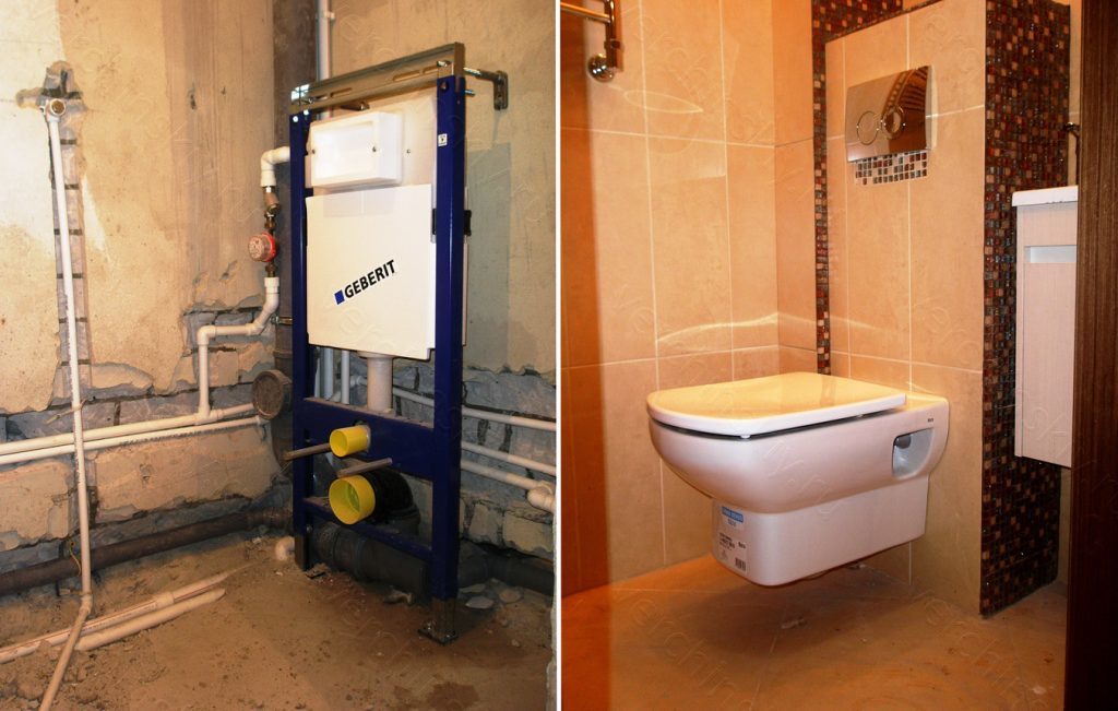 Installation of toilet installation.