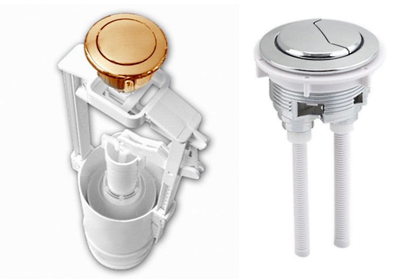 Toilet cistern buttons.