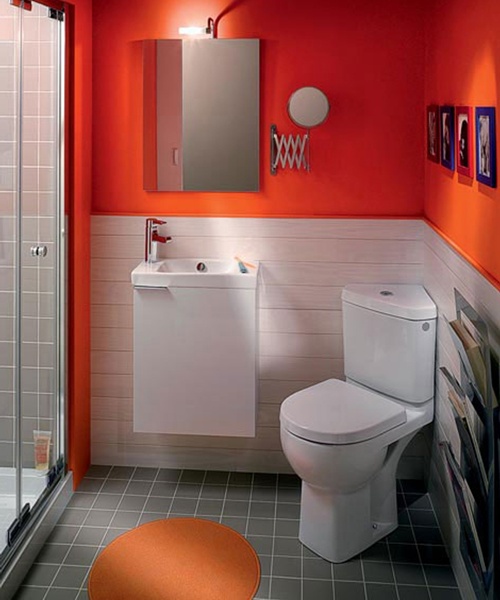 Installing a toilet in a corner.