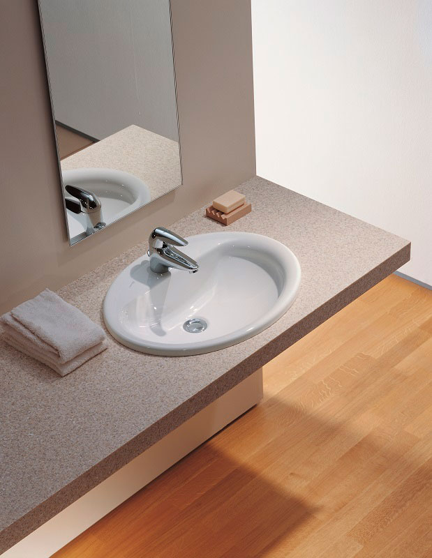 The sink is recessed.