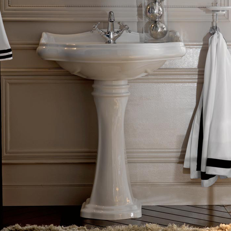 tulip sink in the bathroom.