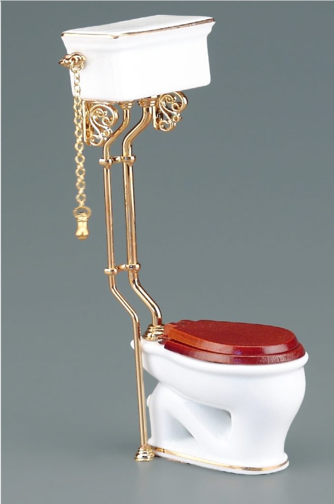 Retro toilet with a high cistern.